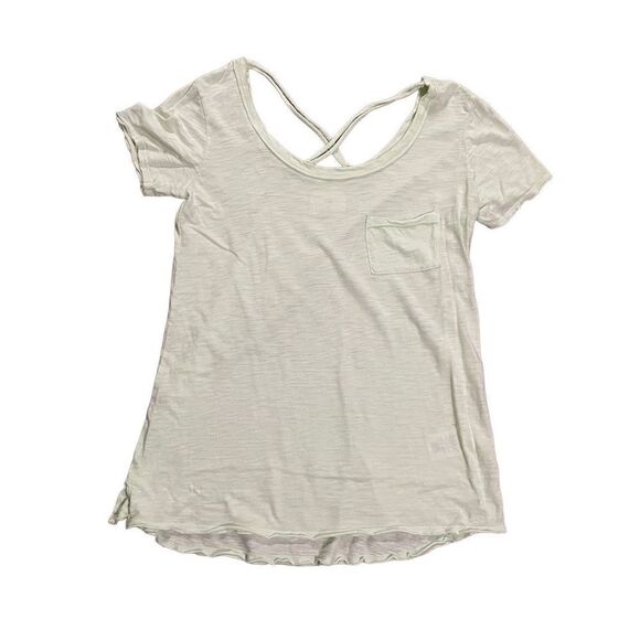 Anthropologie t.la bright mint green pocket basic tee criss cross back XS minima - Picture 1 of 7